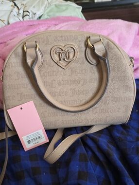 Juicy Couture Beige Dome Crossbody Satchel with Heart Logo